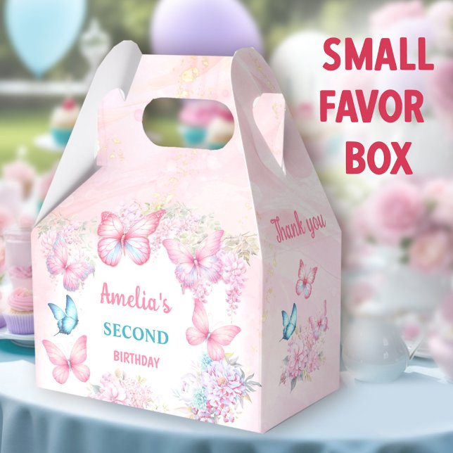Ballotins Papillon rose Floral Summer Girl Anniversaire Peti (Butterfly small favor boxes. You can choose from 3 sizes of these gable favor boxes.)