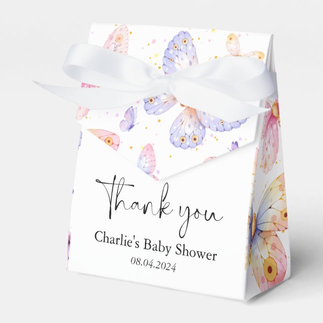 Ballotins Papillon rose violet Baby shower fille (Verso)