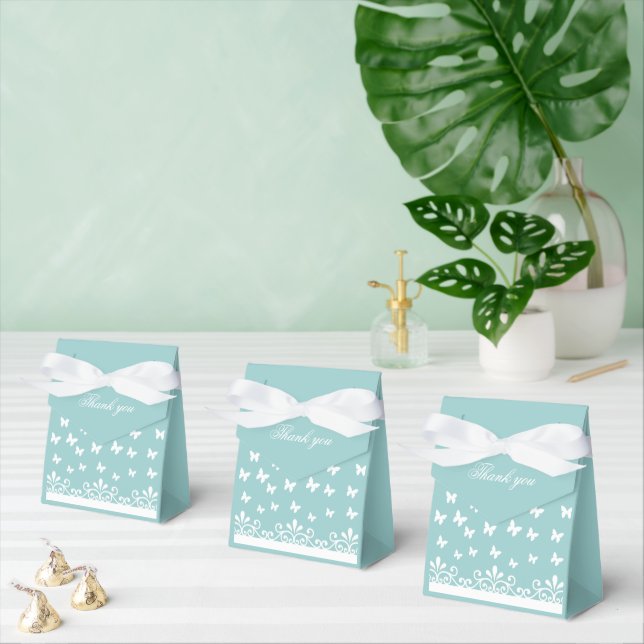 Ballotins Papillons blancs bleu clair Mariage Merci (Multiple)