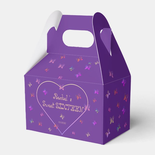Ballotins Papillons de coeur rose doux 16 Anniversaire (Verso)