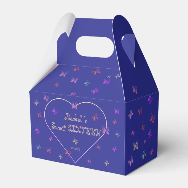 Ballotins Papillons de coeur rose doux 16 Anniversaire (Verso)