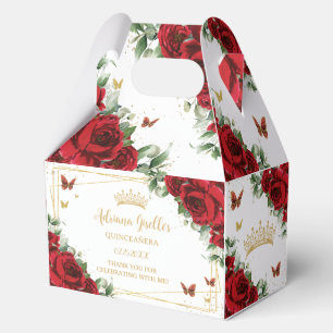 Ballotins Papillons Fleuris Rouges Anniversaire Quinceañera 