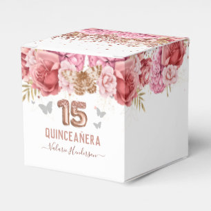 Ballotins Papillons floraux Quinceañera rose Ballotin