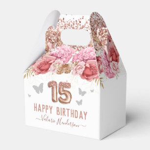 Ballotins Papillons floraux rose heureux 15e anniversaire Fa