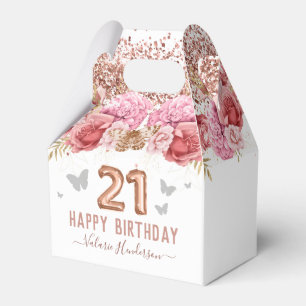 Ballotins Papillons floraux rose heureux 21e anniversaire Fa