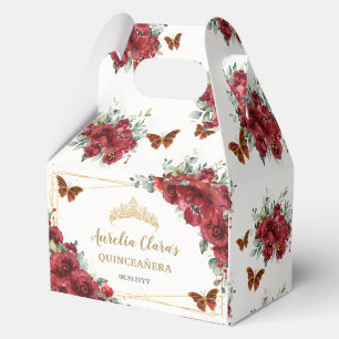 Ballotins Papillons floraux rouges Quince XV 16 Anniversaire