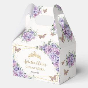 Ballotins Papillons floraux violets Lilac Gold Tiara Gable