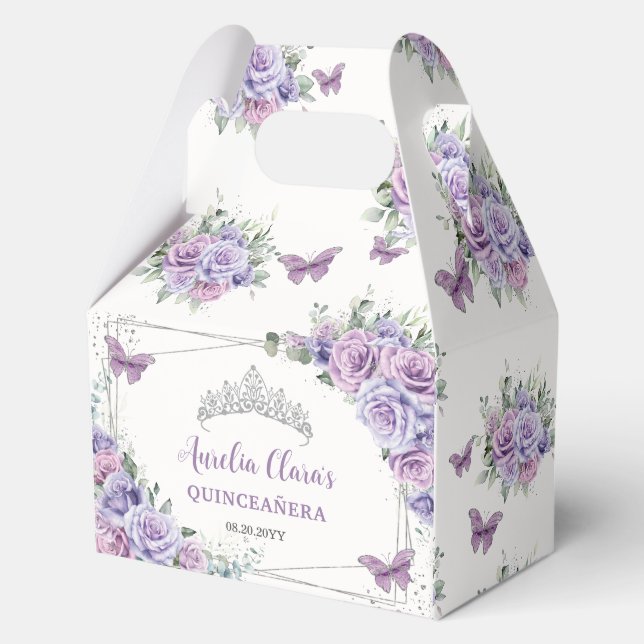 Ballotins Papillons floraux violets Lilac Silver Tiara Gable (Recto)