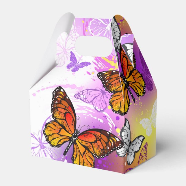 Ballotins Papillons Monarque sur Arrière - plan pourpre (Verso)