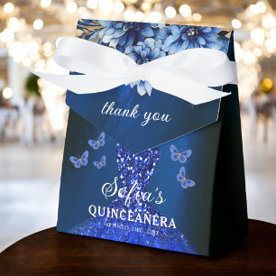Ballotins Papillons Royal Blue Floral Quinceañera