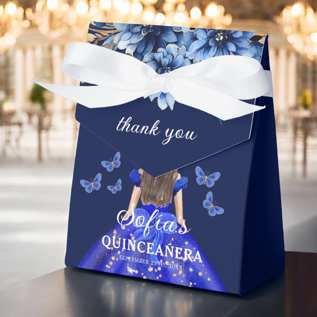 Ballotins Papillons Royal Blue Floral Quinceañera (Créateur téléchargé)