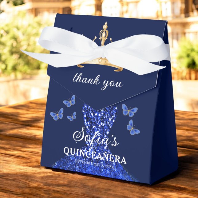 Ballotins Papillons Royal Blue Floral Quinceañera (Créateur téléchargé)