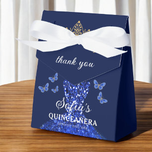 Ballotins Papillons Royal Blue Floral Quinceañera