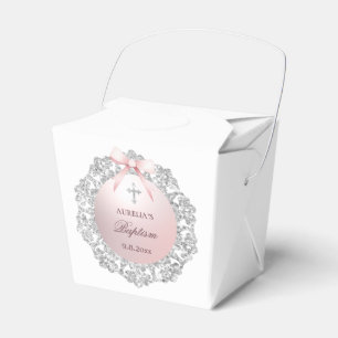 Ballotins Parties scintillant Argent Cadre rose Bow Baptême 