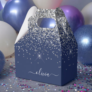 Ballotins Parties scintillant bleue Silver Navy Girl Monogra