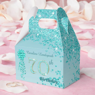 Ballotins Parties scintillant bleue turquoise et ruban 70e a