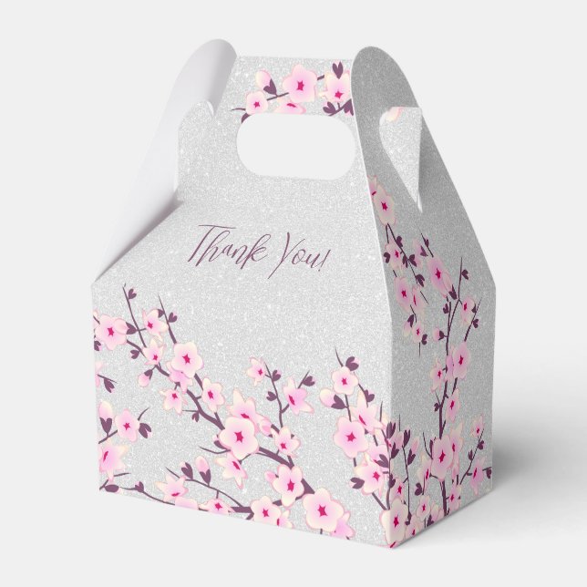 Ballotins Parties scintillant cerise en fleurs Merci personn (Verso)