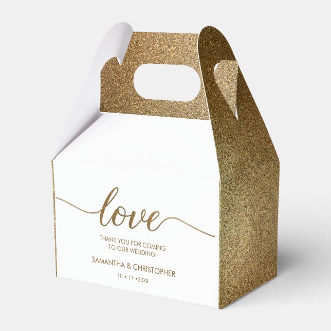 Ballotins Parties scintillant d'or personnalisée Mariage Lov (Verso)
