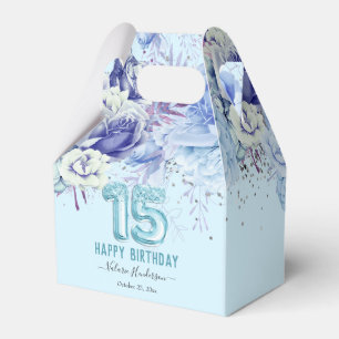 Ballotins Parties scintillant florale Bleu clair Joyeux 15e