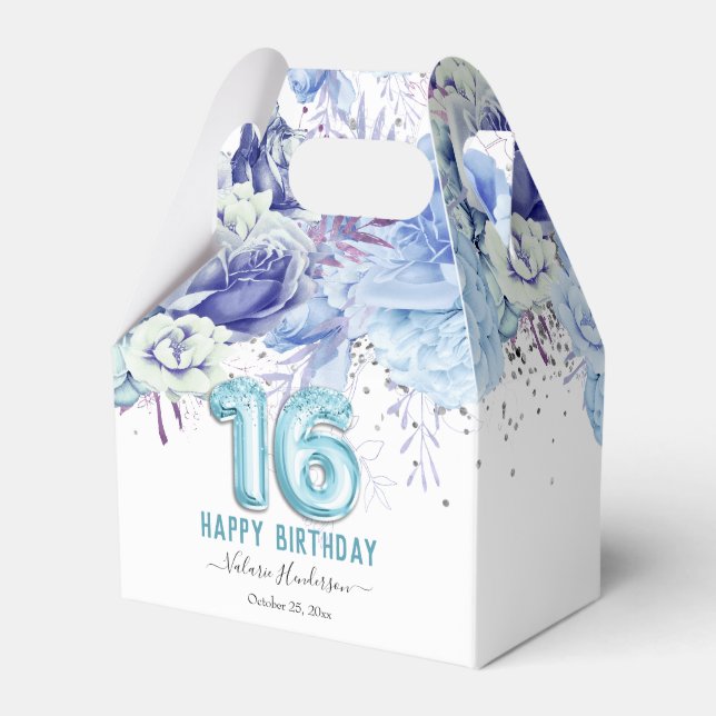 Ballotins Parties scintillant florale Bleu clair Joyeux 16e  (Verso)