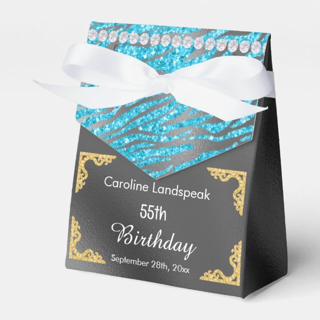 Ballotins Parties scintillant Silver Foil Blue Zebra Imprime (Verso)