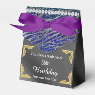 Ballotins Parties scintillant Silver Foil Dark Blue Zebra Im