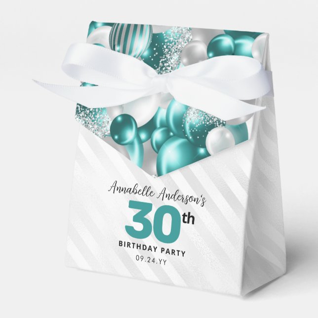 Ballotins Parties scintillant turquoise de ballon d'argent v (Verso)
