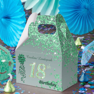 Ballotins Parties scintillant vert foncé et ruban 18e annive