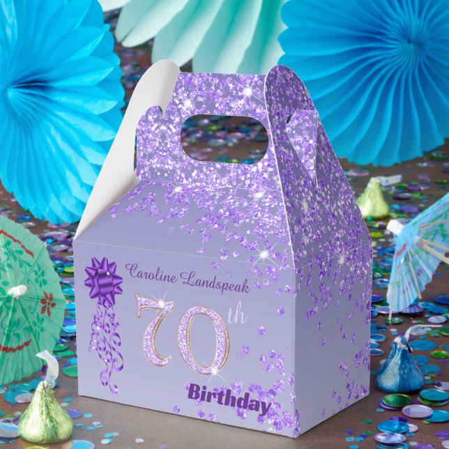 Ballotins Parties scintillant violet foncé et ruban 70e anni (Fête)