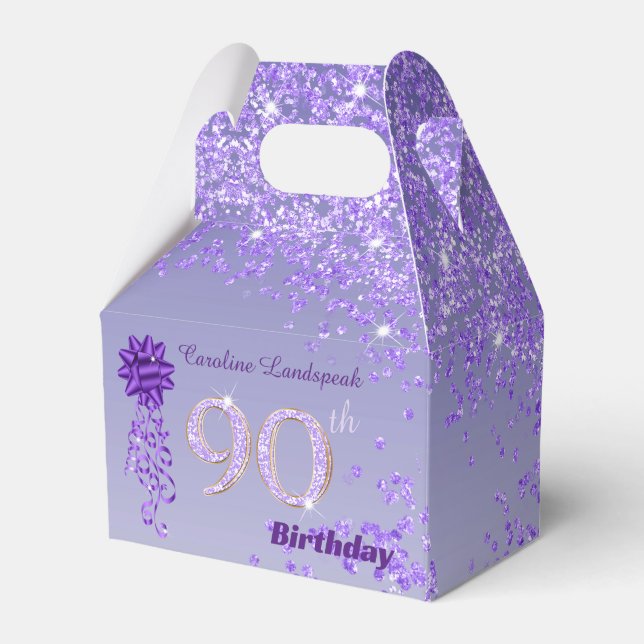 Ballotins Parties scintillant violet foncé et ruban 90e anni (Verso)