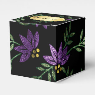 Ballotins Parties scintillantes pourpres et floral noir