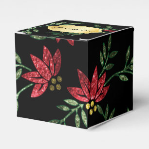 Ballotins Parties scintillantes rouges et floral noir
