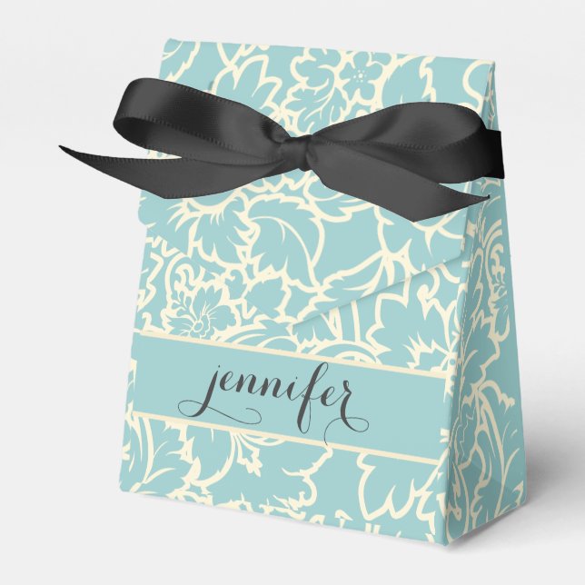Ballotins Pastel Blue Et Creme Floral Damas (Verso)
