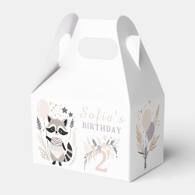 Ballotins Pastel Boho Raccoon et Ballons Anniversaire (Verso)