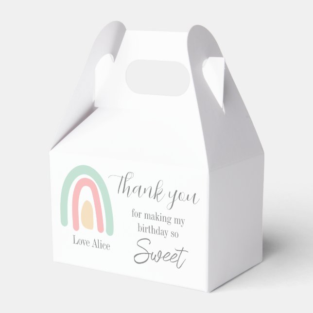 Ballotins Pastel minty arc-en-ciel 1er anniversaire merci (Verso)