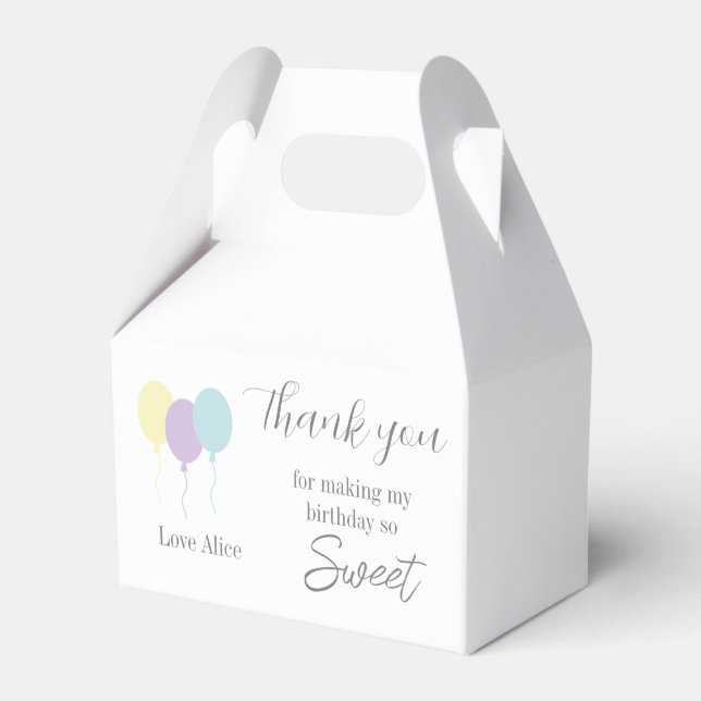 Ballotins Pastel minty ballons lilas 1er anniversaire Merci (Verso)