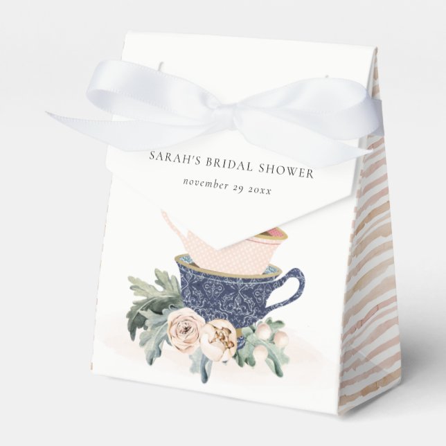 Ballotins Pastel tasses empilées Floral Fête des mariées Tea (Verso)