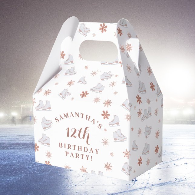 Ballotins Patins à glace rose Gold Patins à roulettes Patina (Rose Gold Ice Skates Blush Pink Skating Birthday Favor Box)