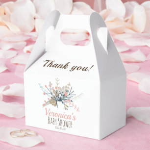 Ballotins Peach Pastel Baby shower botanique Merci