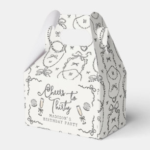 Ballotins Pearl & Prosecco Black Coquette Bow Anniversaire