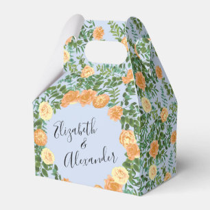 Ballotins Pêcher bleu clair Mariage Roses Floral