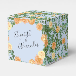 Ballotins Pêcher bleu clair Mariage Roses Floral