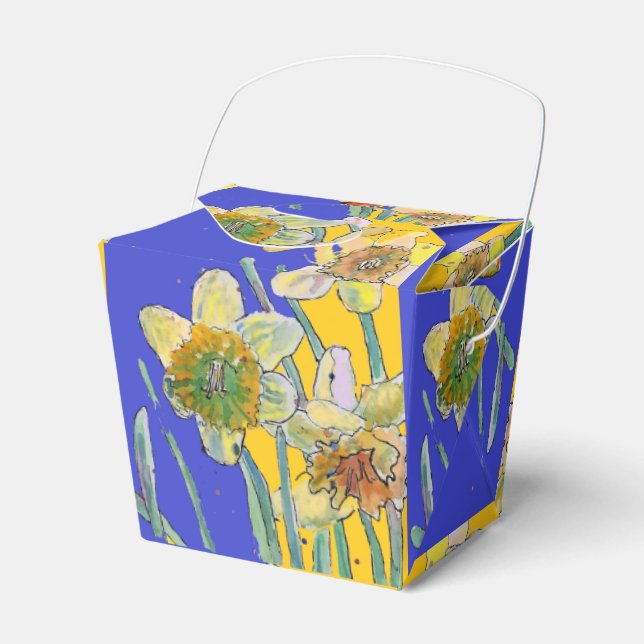 Ballotins Peinture de fleur de jonquille florale Bleu marine (Verso)