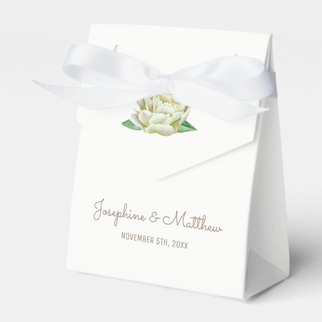 Ballotins Peonies de crème Mariage Favor Boxes (Verso)