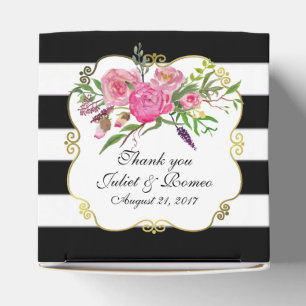 Ballotins Peonies et rayures Mariage Favor boîte cadeau
