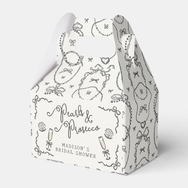 Ballotins Perles & Prosecco Coquette noire à nœud Mariage (Verso)
