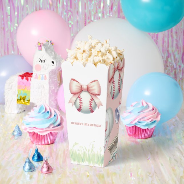 Ballotins Personalized Pink Baseball Popcorn (Fête)