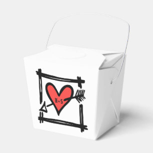 Ballotins Personnalisé Black & Red Love Heart Wedding Favor