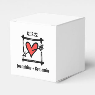 Ballotins Personnalisé Black & Red Love Heart Wedding Favor