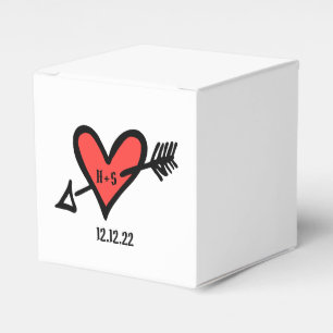 Ballotins Personnalisé Black & Red Love Heart Wedding Favor